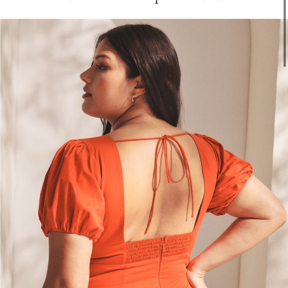 NWT A&F Puff Sleeve Slim Poplin Midi Dress - Picture 7 of 9